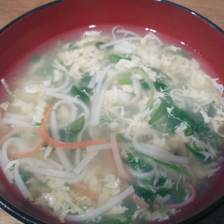 水菜・卵・カニカマの中華スープ☆